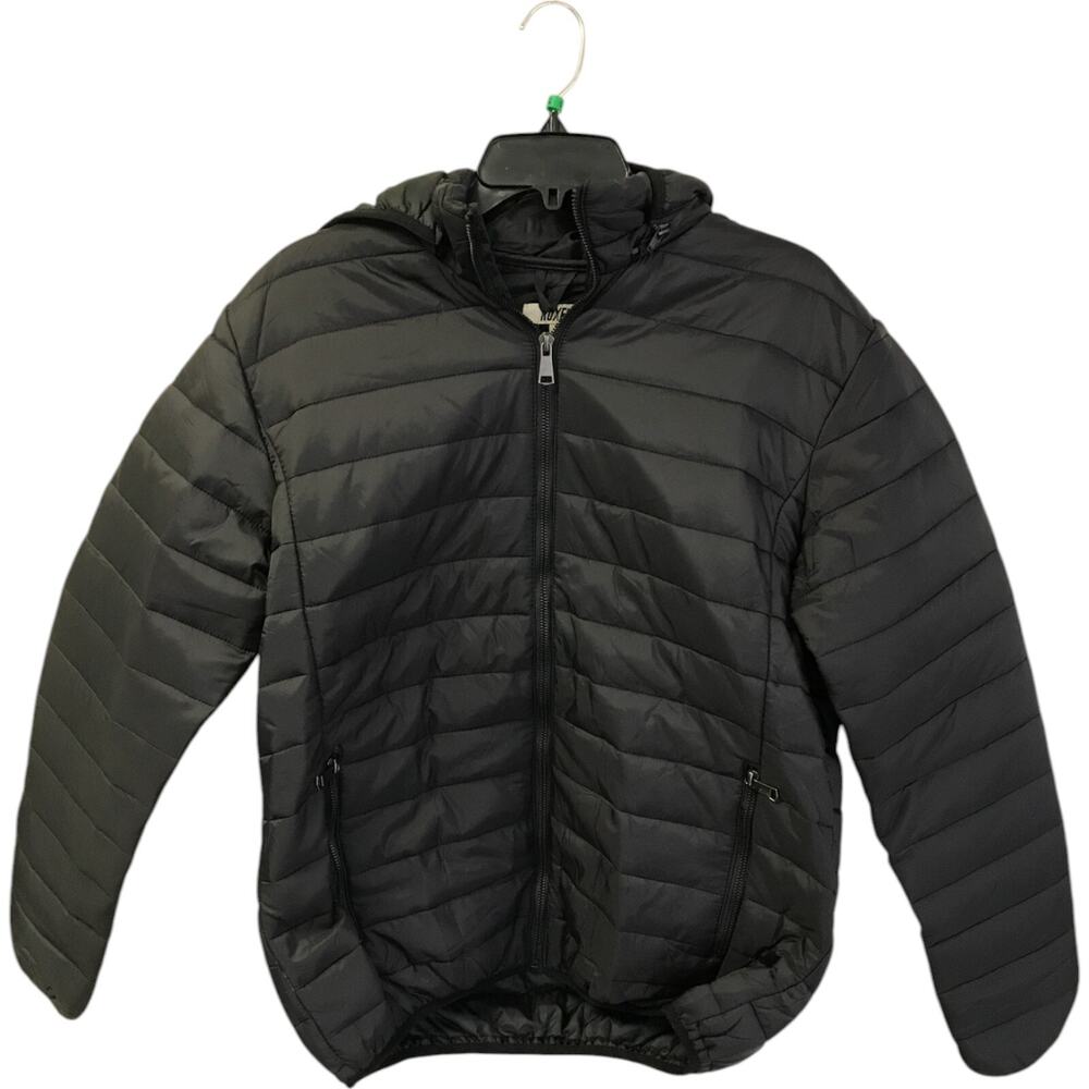 Ruxen Full Zip Puffer Jacket Mens Size L Black Long Sleeve Hooded Pockets NWT